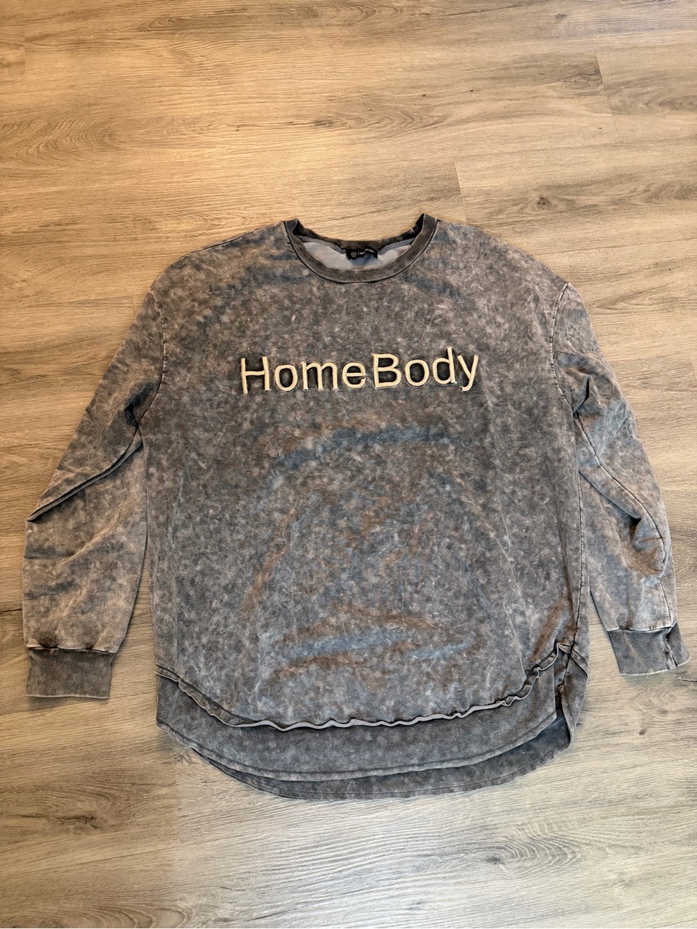 HomeBody Long Sleeve Mineral Wash oversized Crewneck Top